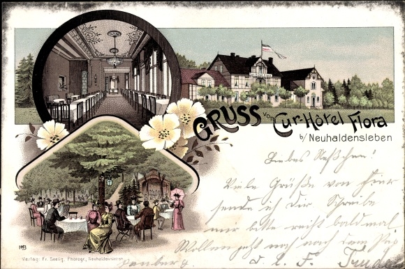 Chromo-Litho Neuhaldensleben Haldensleben Börde, Kurhotel Flora