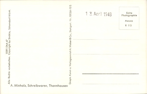 Postcard Thannhausen in Swabia, aerial photograph