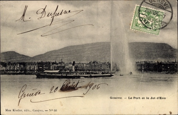 KP Genève Genewa Szwajcaria, port, salon parowiec, miasto