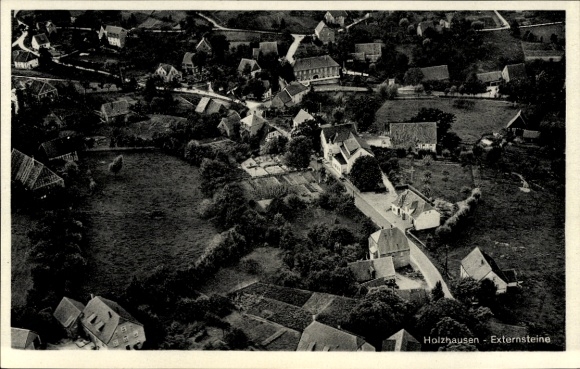 Ak Holzhausen Externsteine Horn Bad Meinberg am Teutoburger Wald, Luftaufnahme von Holzhausen, Te