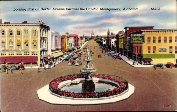 Ak Montgomery Alabama, Dexter Avenue richting het Capitool