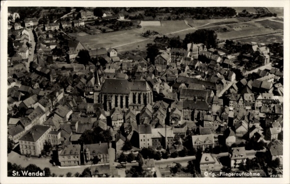 Postcard St. Wendel in Saarland, Aerial view of original aerial photograph