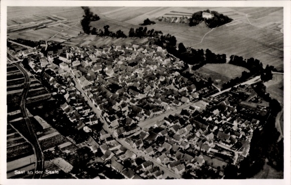 Postcard Saal an der Saale Lower Franconia Bavaria, aerial photograph