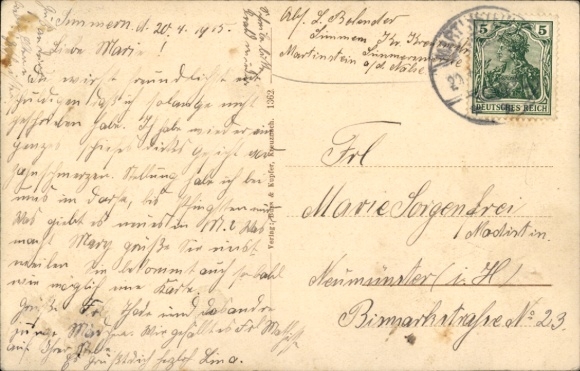 Postcard Martinstein an der Nahe, beautiful landscape, houses, river, mountains, historical style