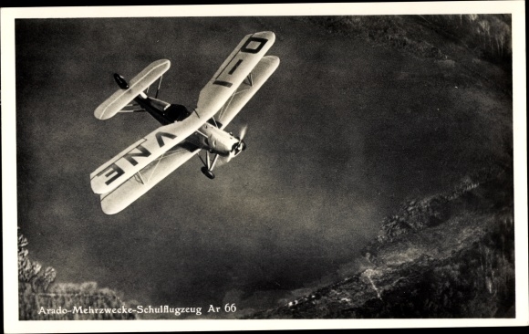 Postcard Arado multipurpose trainer aircraft Ar 66, D IVNE