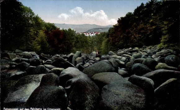 Postcard Felsberg in the Odenwald Hesse, Felsenmeer