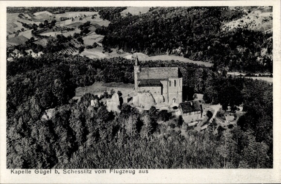 Postcard Schesslitz Scheßlitz in Upper Franconia, Chapel Gügel, aerial photograph