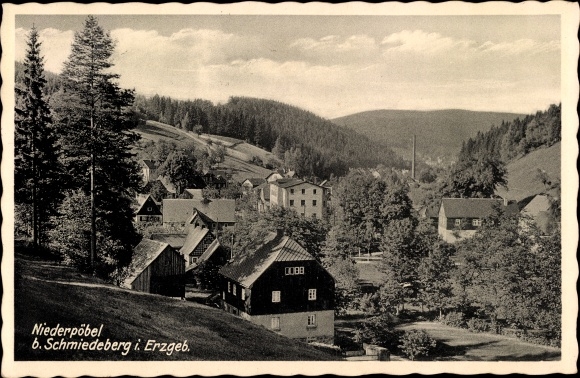 Postcard Niedermöbel in the Ore Mountains, view of the place