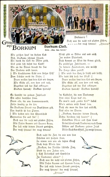 Judaika Song Postcard Borkum Song, Flat Feet, Anti Jewish