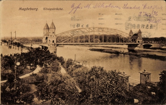 Postcard Magdeburg on the Elbe, Königsbrücke