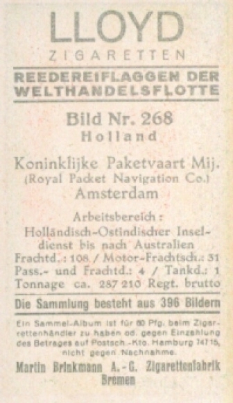 Collection picture shipping company flags of the world merchant fleet No. 268, Koninklijke Paketvaart Maatschappij