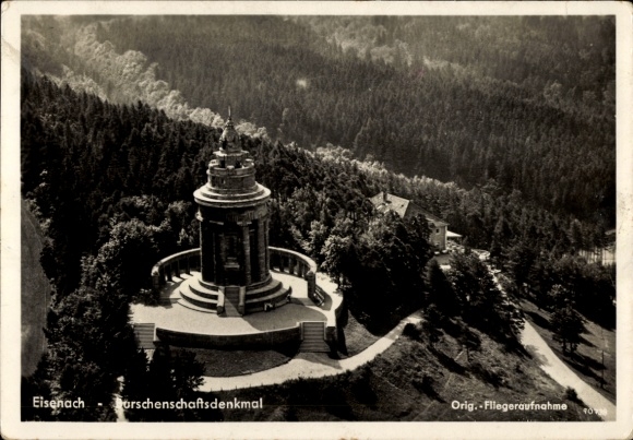 Postcard Lutherstadt Eisenach Thuringia, Hellthal, research monument, aerial photograph, forest, arch