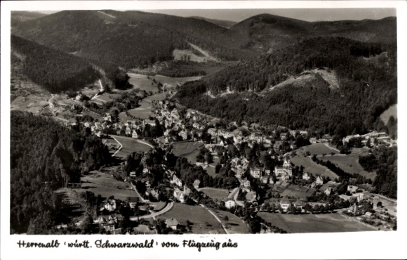 Postcard Bad Herrenalb in the Black Forest, aerial photograph
