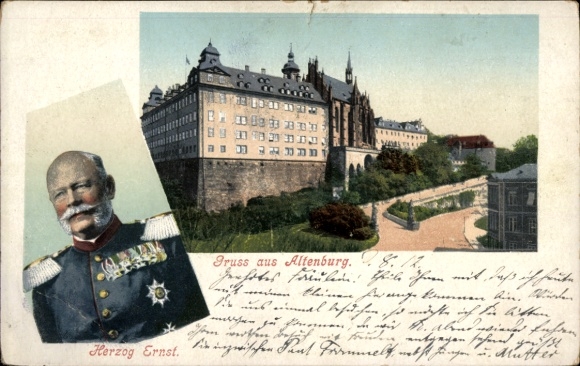 Postcard Duke Ernst I of Saxony Altenburg, Altenburg Castle