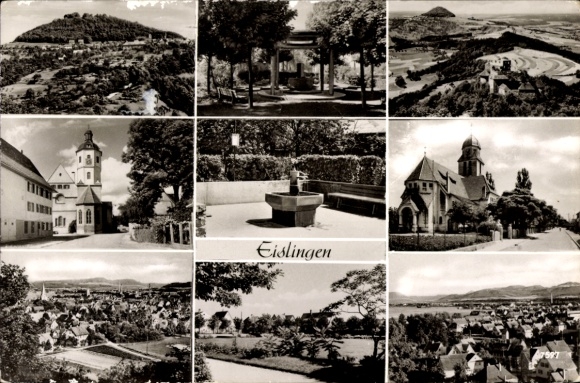 Postcard Eislingen an der Fils Württemberg, church, panorama, partial view