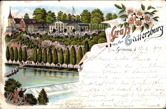 Chromo-Litho Grimma in Saxony, Gattersburg, Inn Gustav Schumann