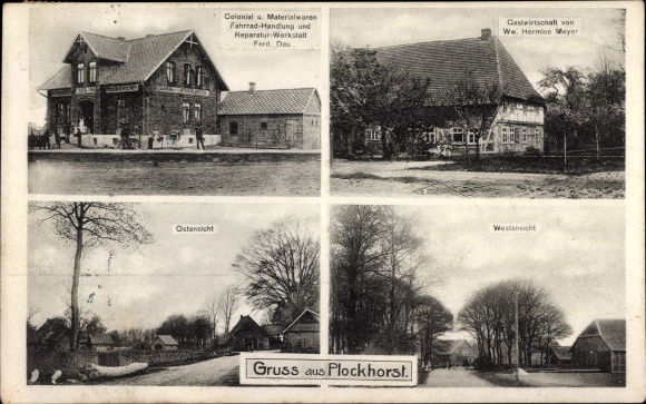 PC Plockhorst Edemissen in Lower Saxony, east view, west view, colonial goods, inn