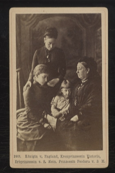 CdV including Queen of England, Crown Princess Victoria, Princess Feodora of Saxony-Meiningen
