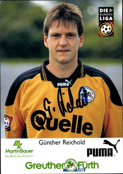 Autograph card footballer Günther Reichold, SpVgg Greuther Fürth, autograph
