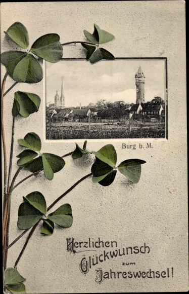 Passepartout PC Burg bei Magdeburg, congratulations New Year, shamrocks
