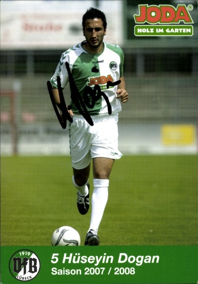 Autograph card footballer Hüseyin Dogan, VFB Lübeck, autograph