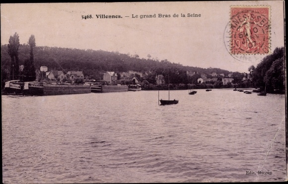 Postcard Villennes sur Seine Yvelines, The Great Arm of the Seine