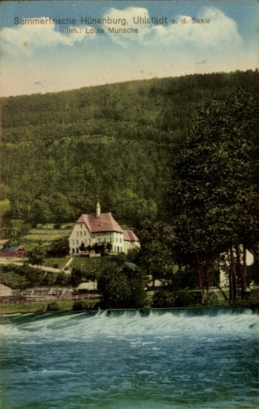Postcard Uhlstädt Kirchhasel an der Saale, Summer Resort Hünenburg, owner Louis Munsche