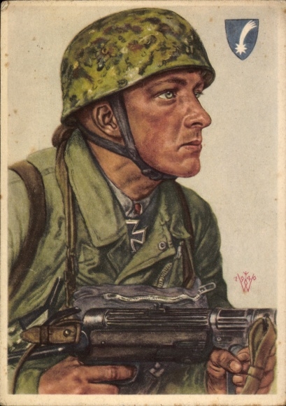 Artist Postcard Willrich, Wolfgang, Sergeant Helmut Arpke, Knight's Cross holder, VDA