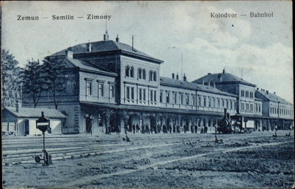 Ak Zemun Semlin Zimony Beograd Belgrado Servië, Palyaudvar, treinstation, perronzijde