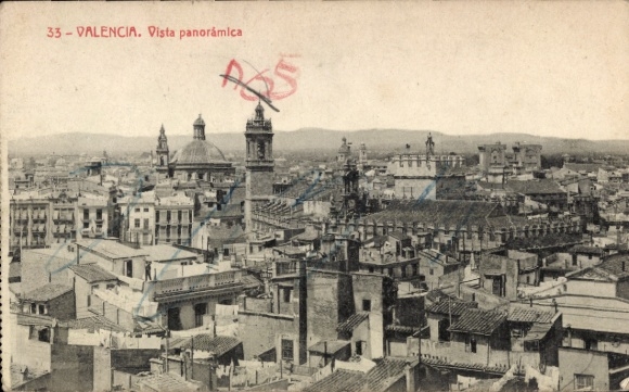 KP Walencja, Hiszpania, panoramiczny widok na panoramę miasta i budynki