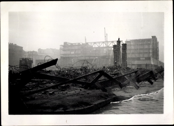 Photo Warszawa Warsaw Poland, Central Station, war damage, II WW