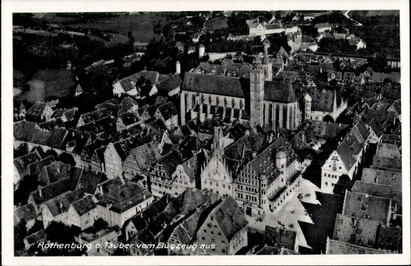 Postcard Rothenburg ob der Tauber Middle Franconia, aerial photograph
