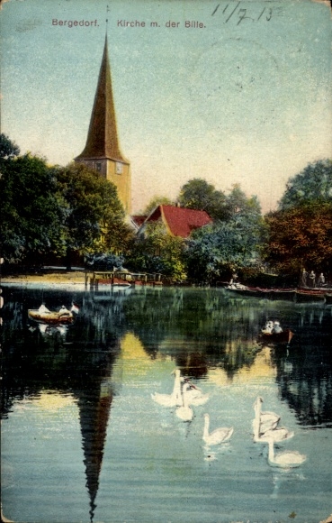 Ak Hamburg Bergedorf, Kerk, Bille