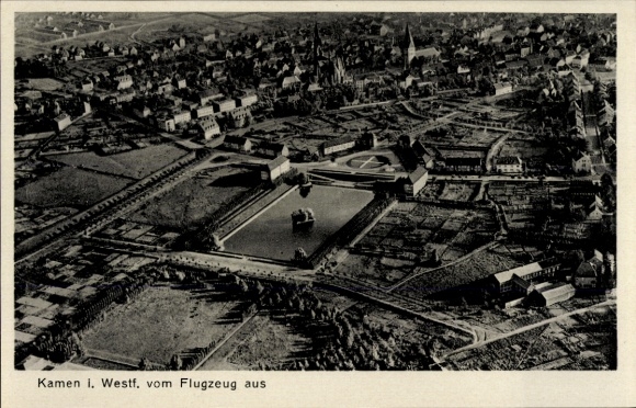 Postcard Kamen in Westphalia, aerial photograph