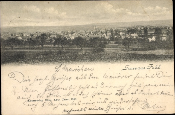 Ak Polch Rheinland Pfalz, Gesamtansicht der Stadt mit Umgebung