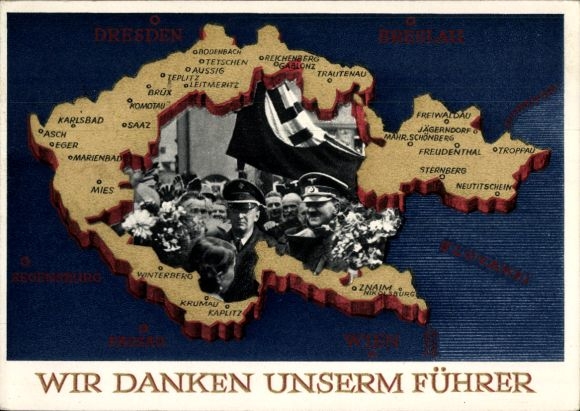Postal stationery Postcard We thank our Führer, Sudetenland, Bohemia, Moravia, Hitler