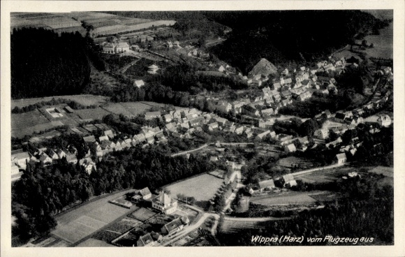 Postcard Wippra Sangerhausen am Harz, aerial photograph
