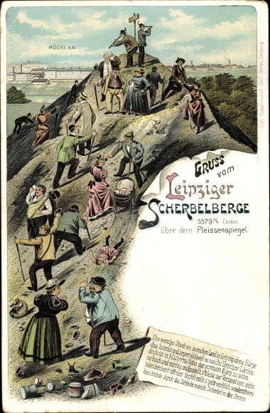 Litho Möckern Leipzig in Saksen, Scherbelberg, klimpartij, Möckern