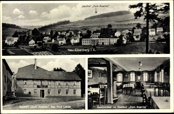 Postcard Neu Eibenberg Burkhardtsdorf in the Ore Mountains, Gasthof Zum Auental, interior view