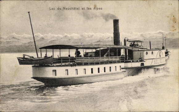 Postcard Salon steamer Helvetia on Lake Neuchâtel