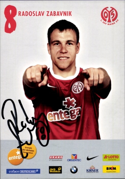 Autograph card footballer Radoslav Zabavnik, 1. FSV Mainz 05