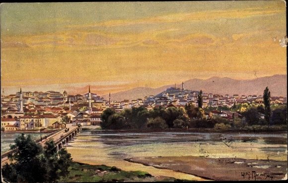 Artist PC Moralt, Willy, Plowdiv Philippopel Bulgaria, total view, thanks to colonial warriors