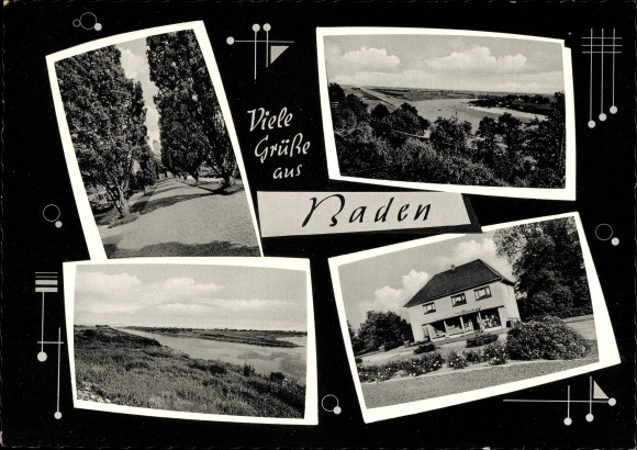 Postcard Baden Achim near Bremen, avenue, landscape, restaurant