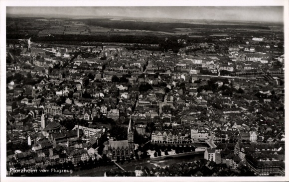 Postcard Pforzheim in the Black Forest, aerial photograph