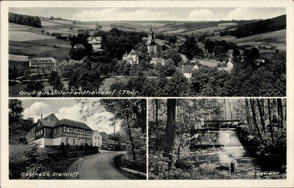 Ak Unterrenthendorf Renthendorf in Thüringen, algemeen beeld, Rodawehr, Gasthaus Starkloff