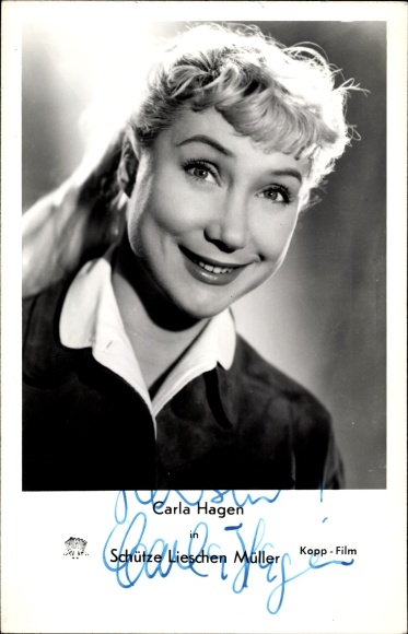 Postcard actress Carla Hagen in Sagittarius Lieschen, portrait, autograph