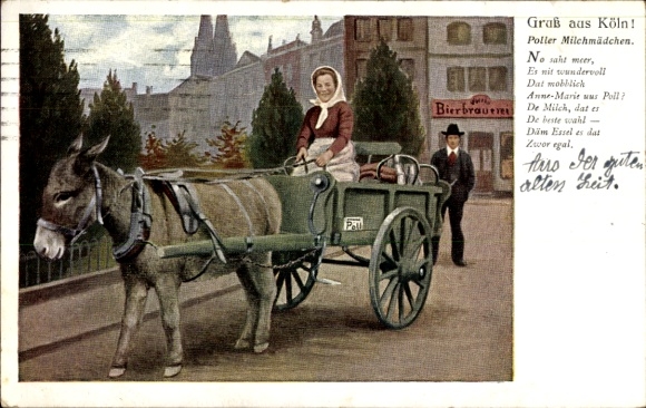 PC Cologne on the Rhine, Poller milkmaid, donkey cart