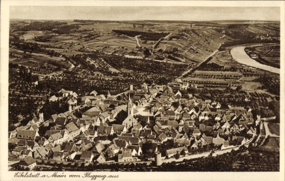 Postcard Eibelstadt in Lower Franconia, aerial photograph