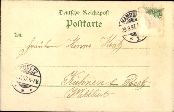 Chromo-Litho Hamburg Mitte Old Town, General Horticultural Exhibition 1897, main exhibition building
