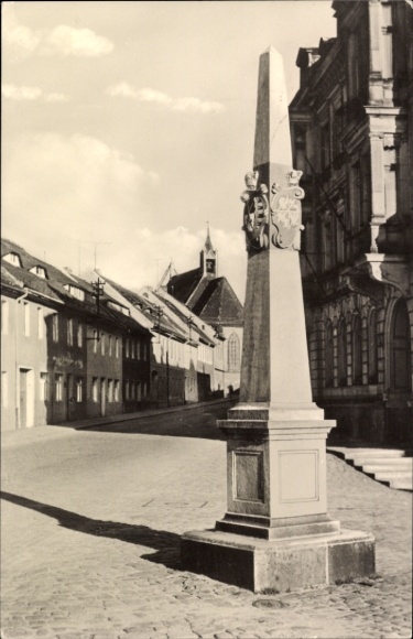 Ak Kamenz im Kreis Bautzen, Postmeilensäule